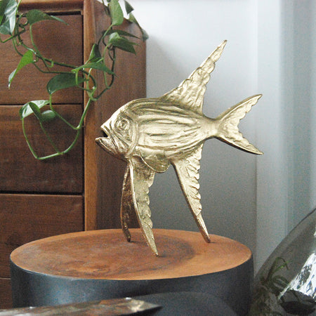 goldfish sculpture in metallic finish