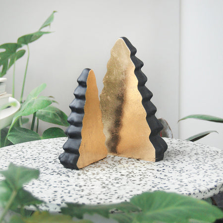 Modern Christmas tree decor set with gold front and black back