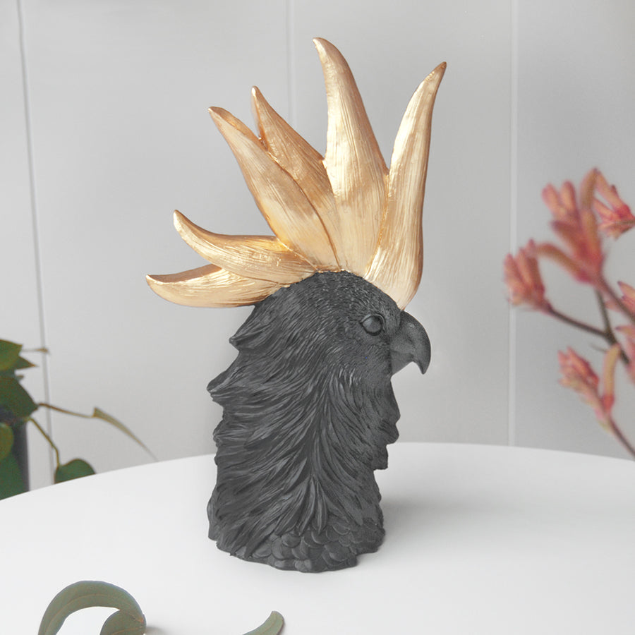 Crested Cockatoo (Lge) - Black/Gold