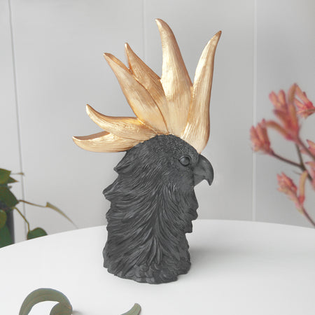 Crested Cockatoo (Lge) - Black/Gold