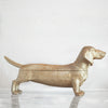 Gold dachshund resin dog with back that opens for a secret box or bowl home decor item