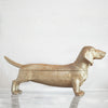 Gold dachshund resin dog with back that opens for a secret box or bowl home decor item