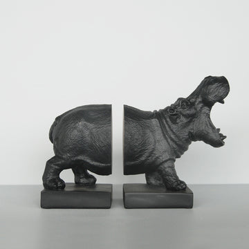 Hippo Bookend Set - Black
