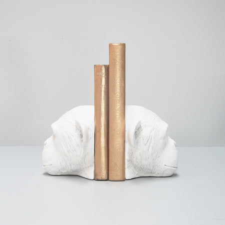 Resin monkey home decor bookends in white
