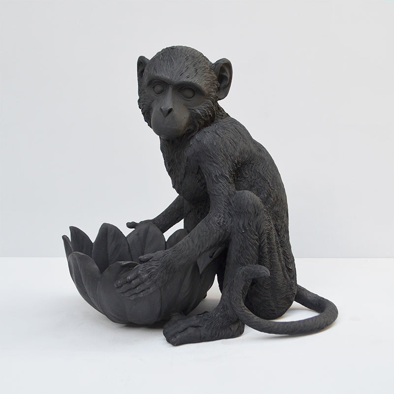 Matte black monkey bowl sculpture by White Moose
