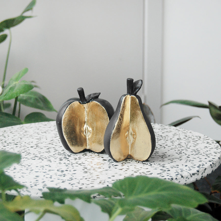 Sliced Apple and Pear (Set) - Black/Gold