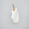 Modern unicorn wall decor for kids' rooms or nurseries in matte white and gold